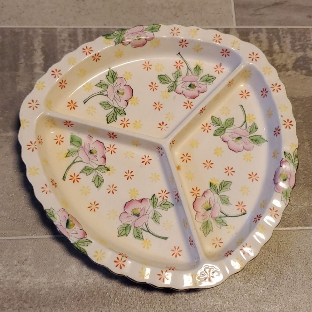 Vintage Floral 3 Section Ceramic Dish
